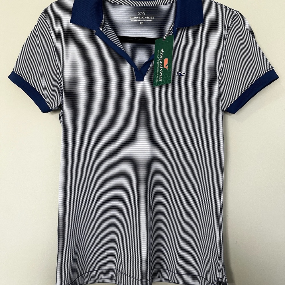 NWT Vineyard Vines Women’s Polo, Size XS, Navy Stripes
